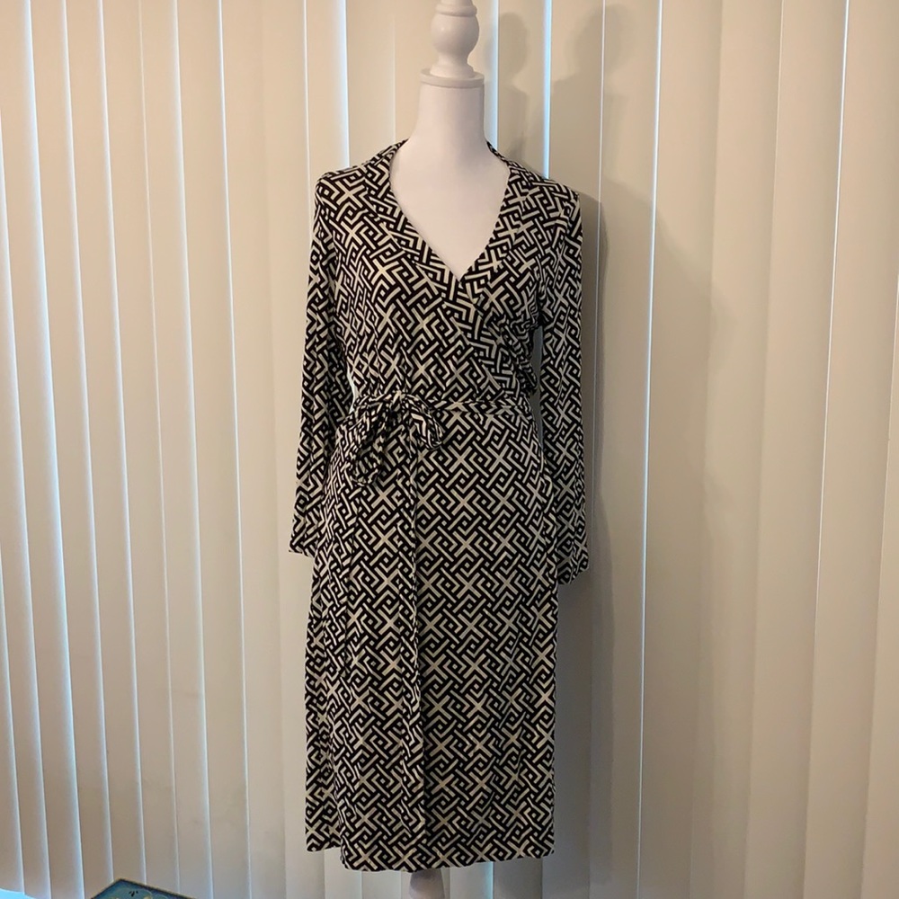 Black & White knit wrap dress